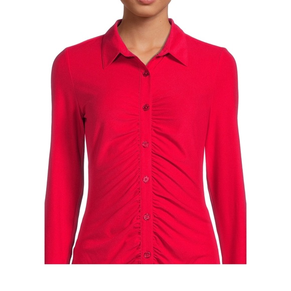 No Boundaries junior ruched button front dress brilliant red XXL (19) - Picture 4 of 8